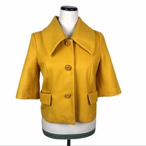 Tulle mustard yellow button up blazer jacket